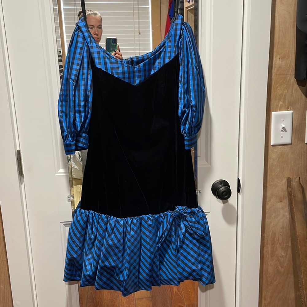Blue and black formal dress